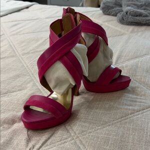 Coach Women's Pink Suede Strappy Sandals